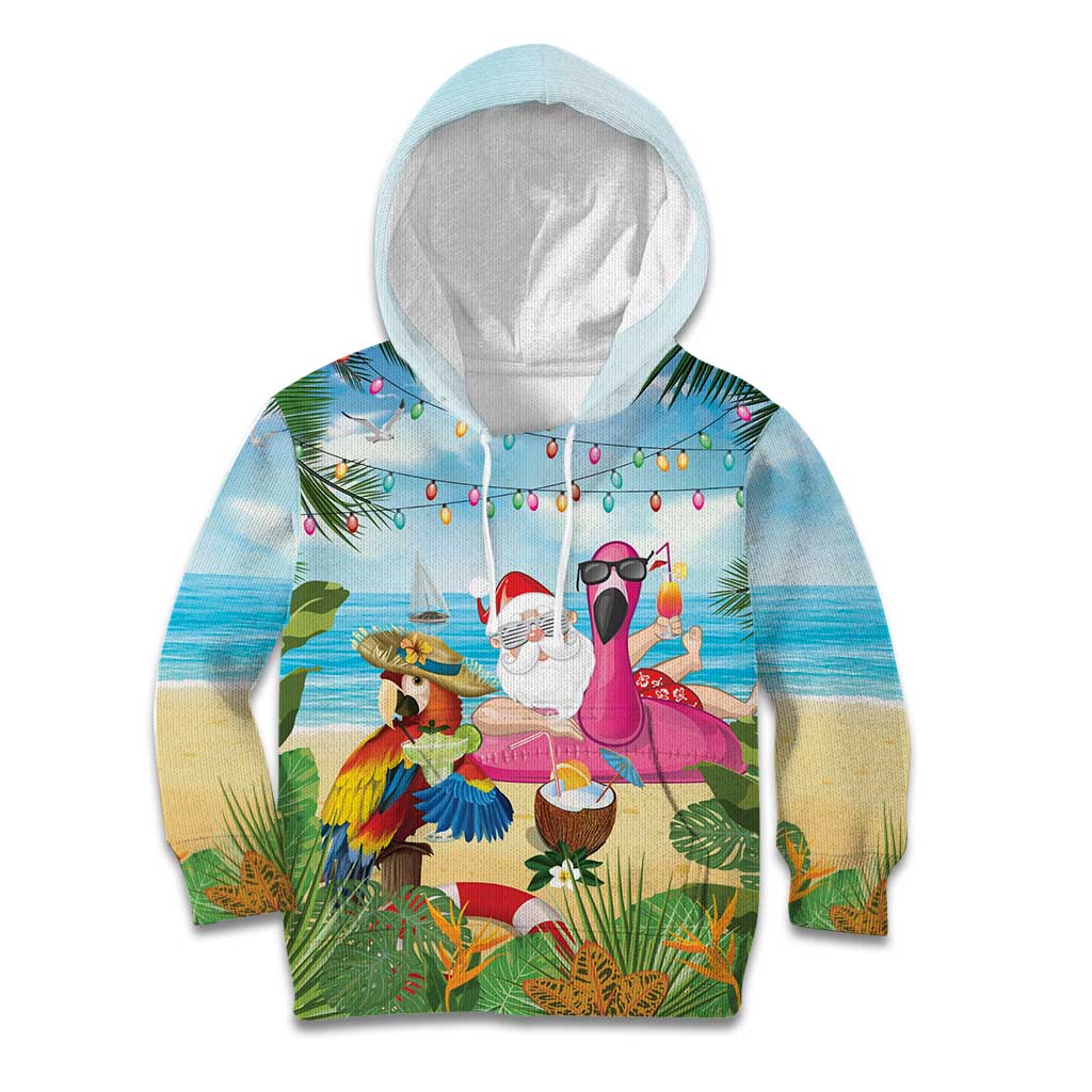 Have Yourself A Beachy Little Christmas Kid Hoodie with Santa Chilling - Polynesian Pride