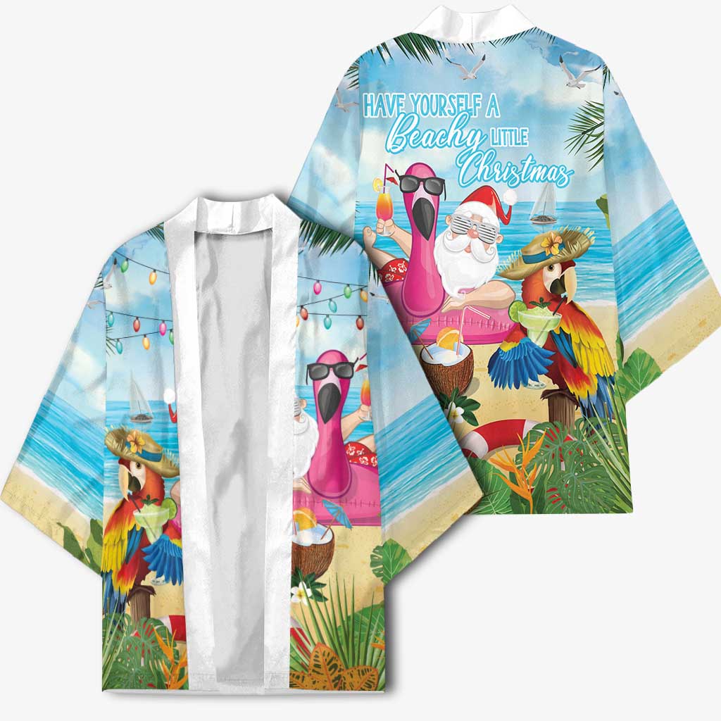 Have Yourself A Beachy Little Christmas Kimono with Santa Chilling - Polynesian Pride