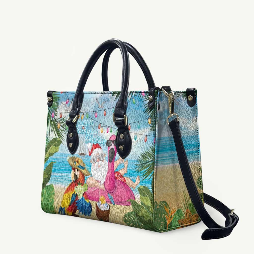 Have Yourself A Beachy Little Christmas Leather Bag with Santa Chilling - Polynesian Pride