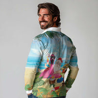 Have Yourself A Beachy Little Christmas Long Sleeve Polo Shirt with Santa Chilling - Polynesian Pride