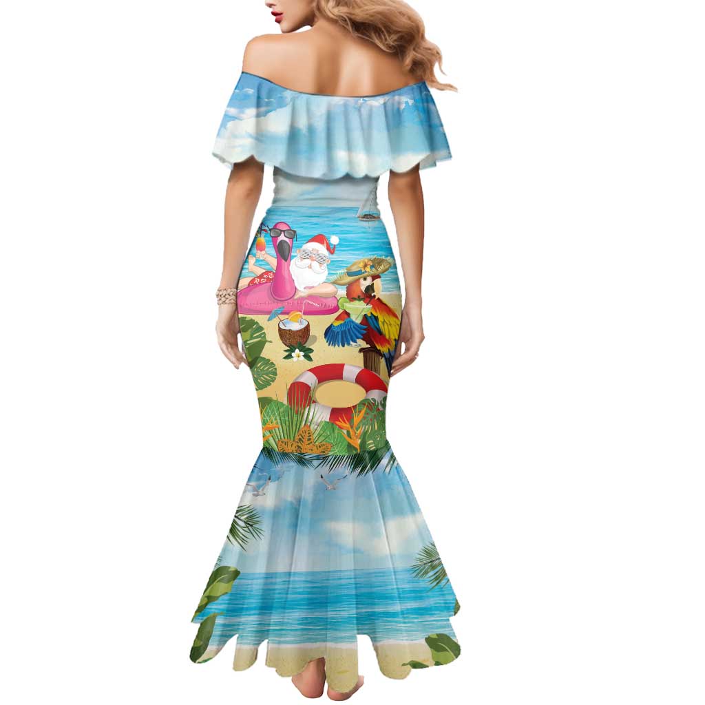 Have Yourself A Beachy Little Christmas Mermaid Dress with Santa Chilling - Polynesian Pride