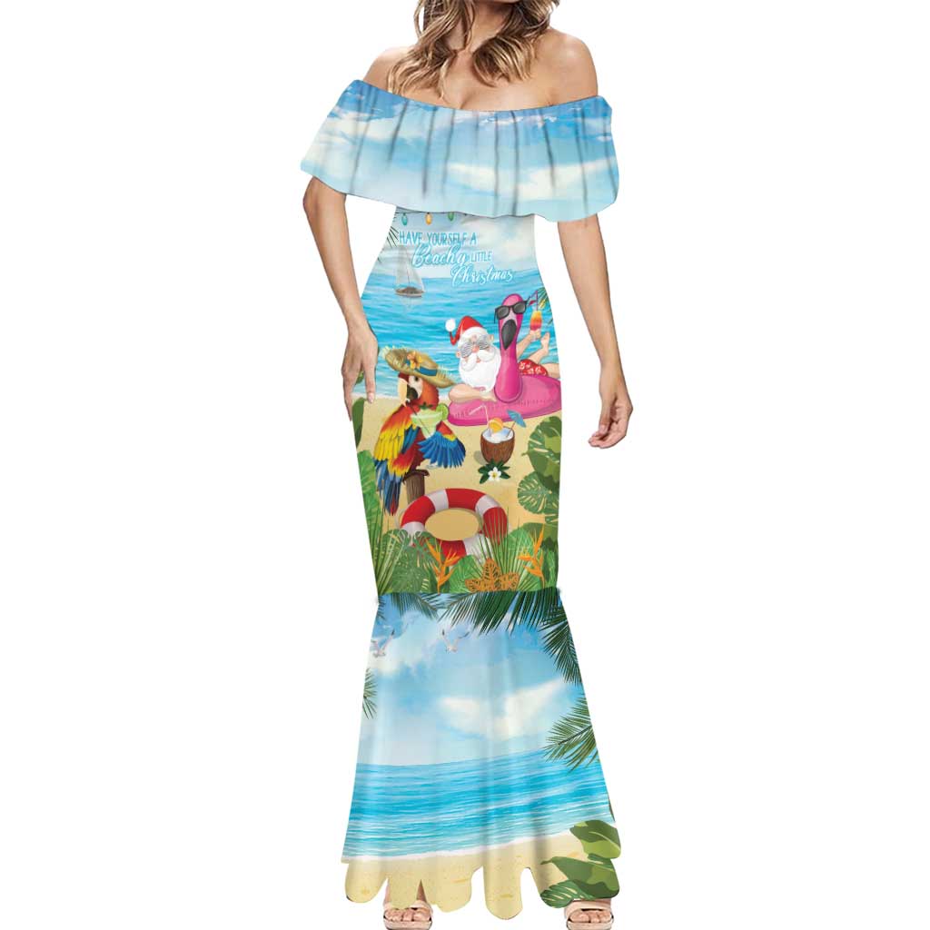 Have Yourself A Beachy Little Christmas Mermaid Dress with Santa Chilling - Polynesian Pride