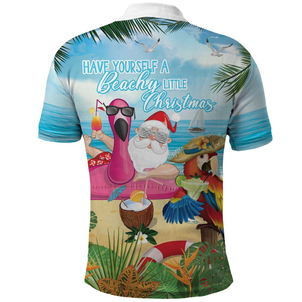 Have Yourself A Beachy Little Christmas Polo Shirt with Santa Chilling - Polynesian Pride
