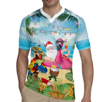 Have Yourself A Beachy Little Christmas Rugby Jersey with Santa Chilling - Polynesian Pride