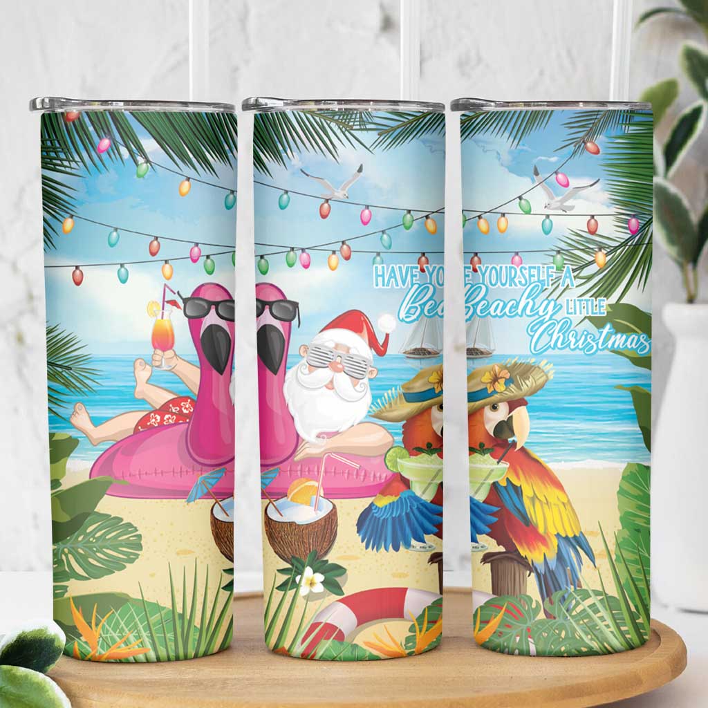 Have Yourself A Beachy Little Christmas Skinny Tumbler with Santa Chilling - Polynesian Pride