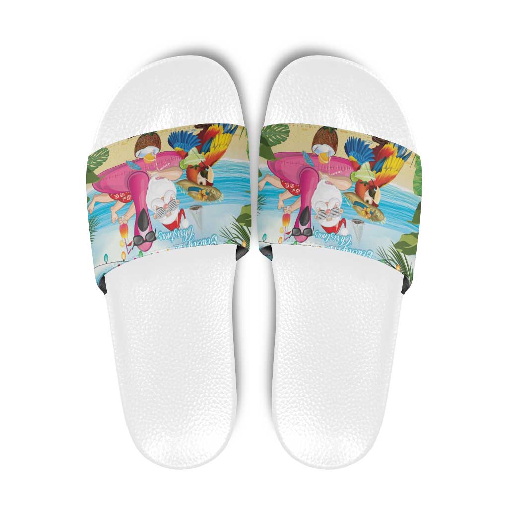 Have Yourself A Beachy Little Christmas Slide Sandals with Santa Chilling - Polynesian Pride