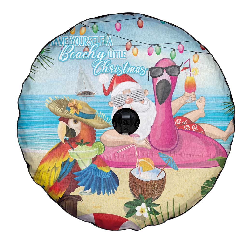 Have Yourself A Beachy Little Christmas Spare Tire Cover with Santa Chilling - Polynesian Pride