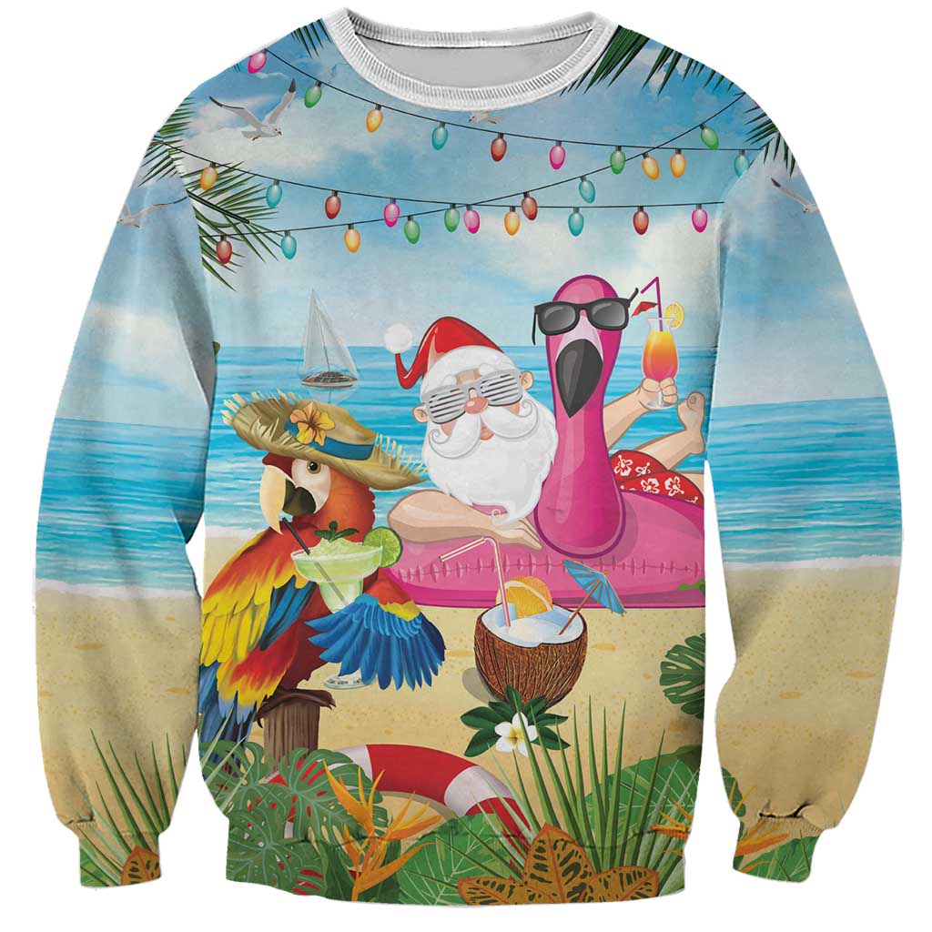 Have Yourself A Beachy Little Christmas Sweatshirt with Santa Chilling - Polynesian Pride