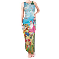 Have Yourself A Beachy Little Christmas Tank Maxi Dress with Santa Chilling - Polynesian Pride