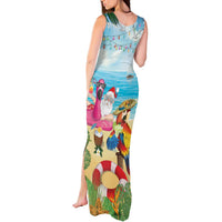 Have Yourself A Beachy Little Christmas Tank Maxi Dress with Santa Chilling - Polynesian Pride