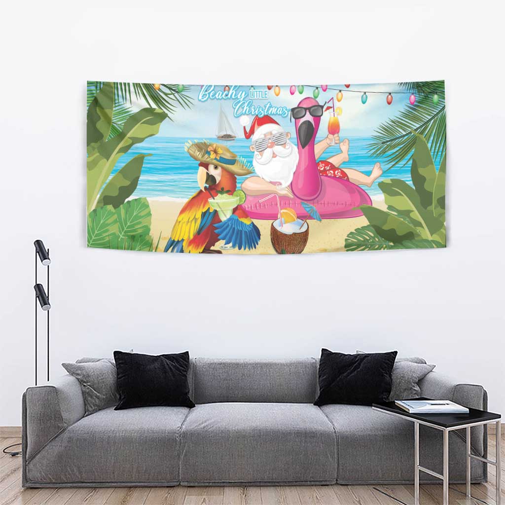 Have Yourself A Beachy Little Christmas Tapestry with Santa Chilling - Polynesian Pride