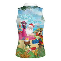 Have Yourself A Beachy Little Christmas Women Sleeveless Polo Shirt with Santa Chilling - Polynesian Pride