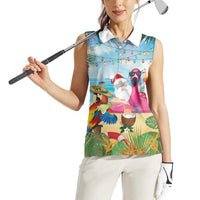 Have Yourself A Beachy Little Christmas Women Sleeveless Polo Shirt with Santa Chilling - Polynesian Pride