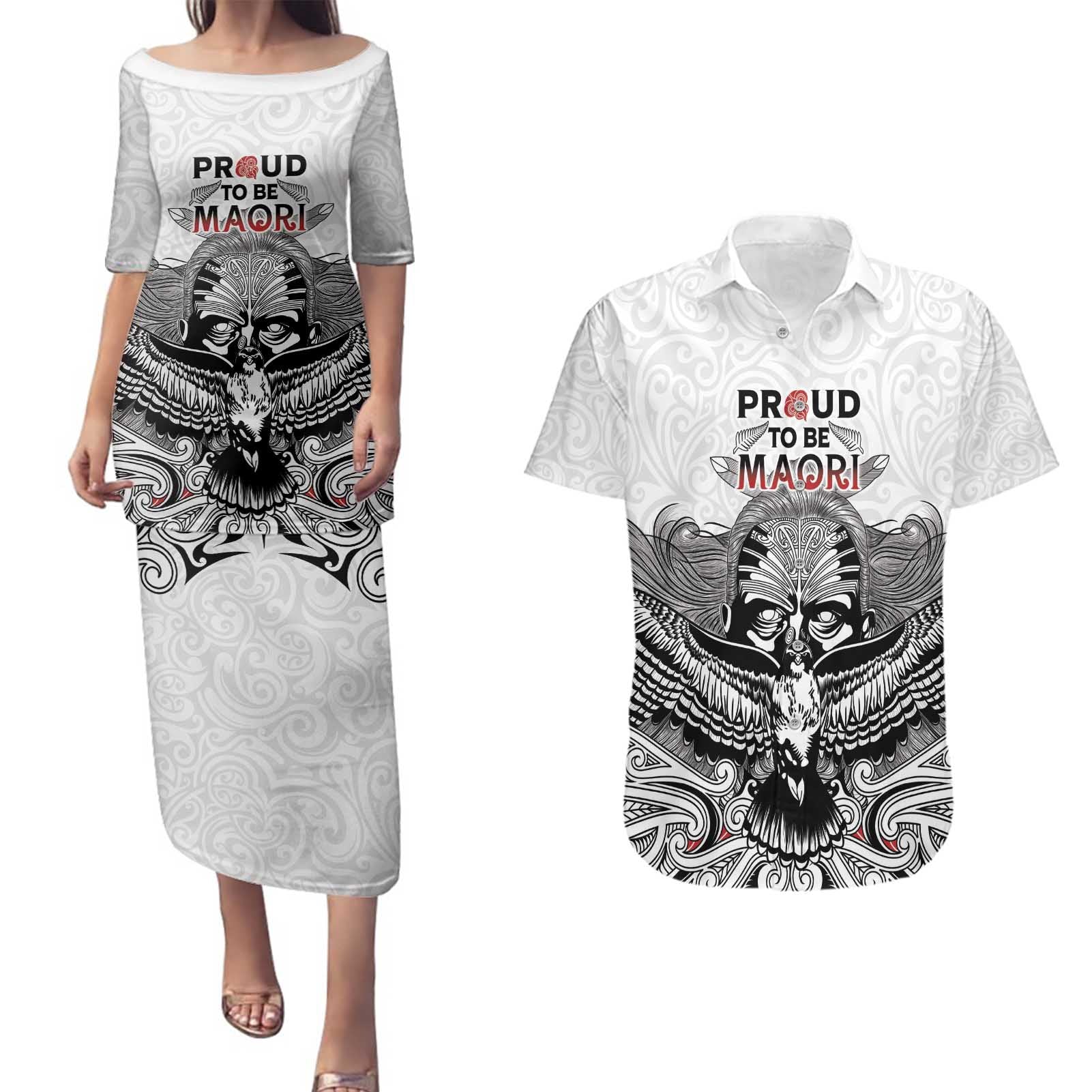Aotearoa Personalized Couples Matching Puletasi and Hawaiian Shirt Proud To Be Maori