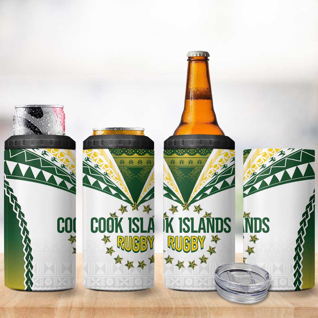 Cook Islands Rugby 4 in 1 Can Cooler Tumbler Kuki's Aitu Champions LT7 - Polynesian Pride