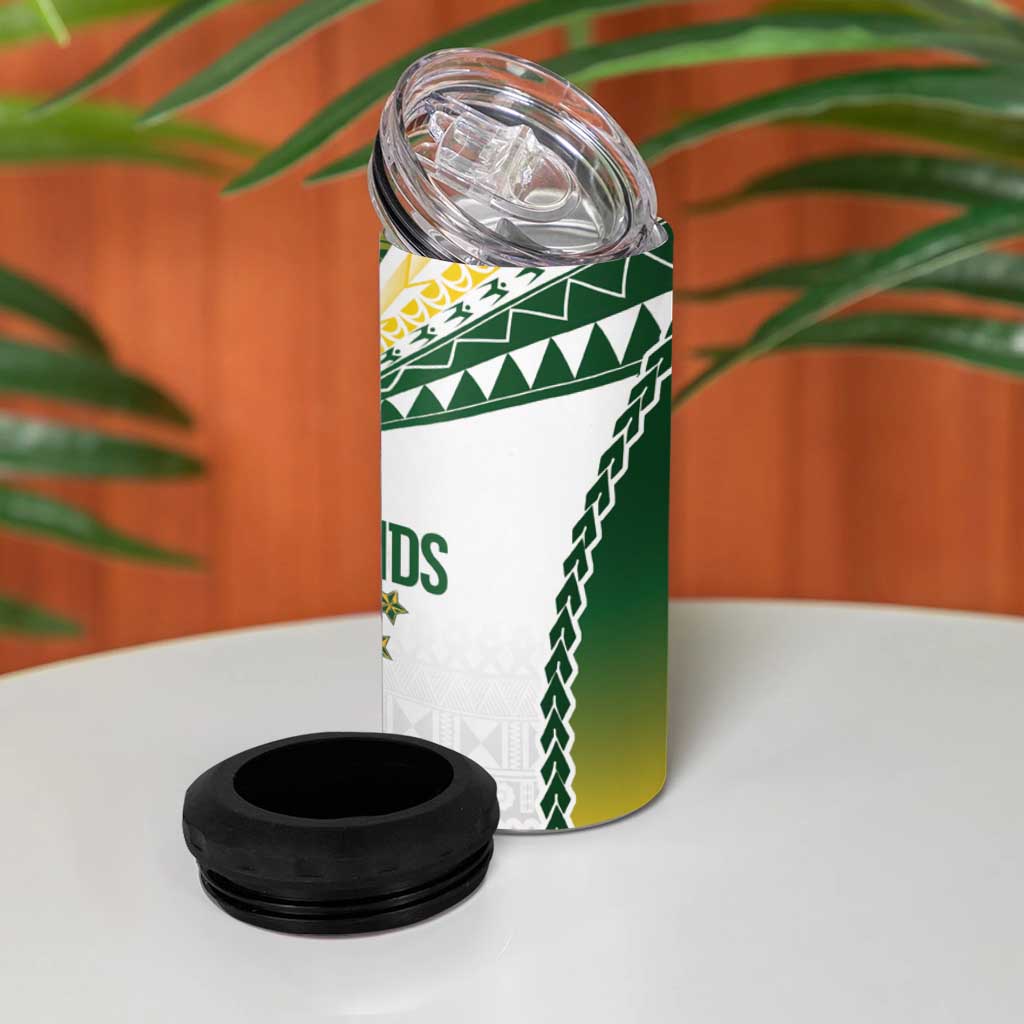 Cook Islands Rugby 4 in 1 Can Cooler Tumbler Kuki's Aitu Champions LT7 - Polynesian Pride