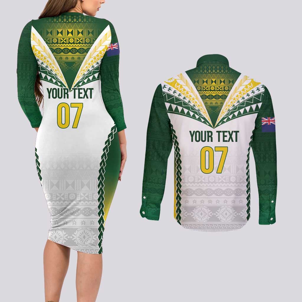 Cook Islands Rugby Custom Couples Matching Long Sleeve Bodycon Dress and Long Sleeve Button Shirt Kuki's Aitu Champions LT7 - Polynesian Pride