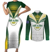 Cook Islands Rugby Custom Couples Matching Short Sleeve Bodycon Dress and Long Sleeve Button Shirt Kuki's Aitu Champions LT7 Colorful - Polynesian Pride