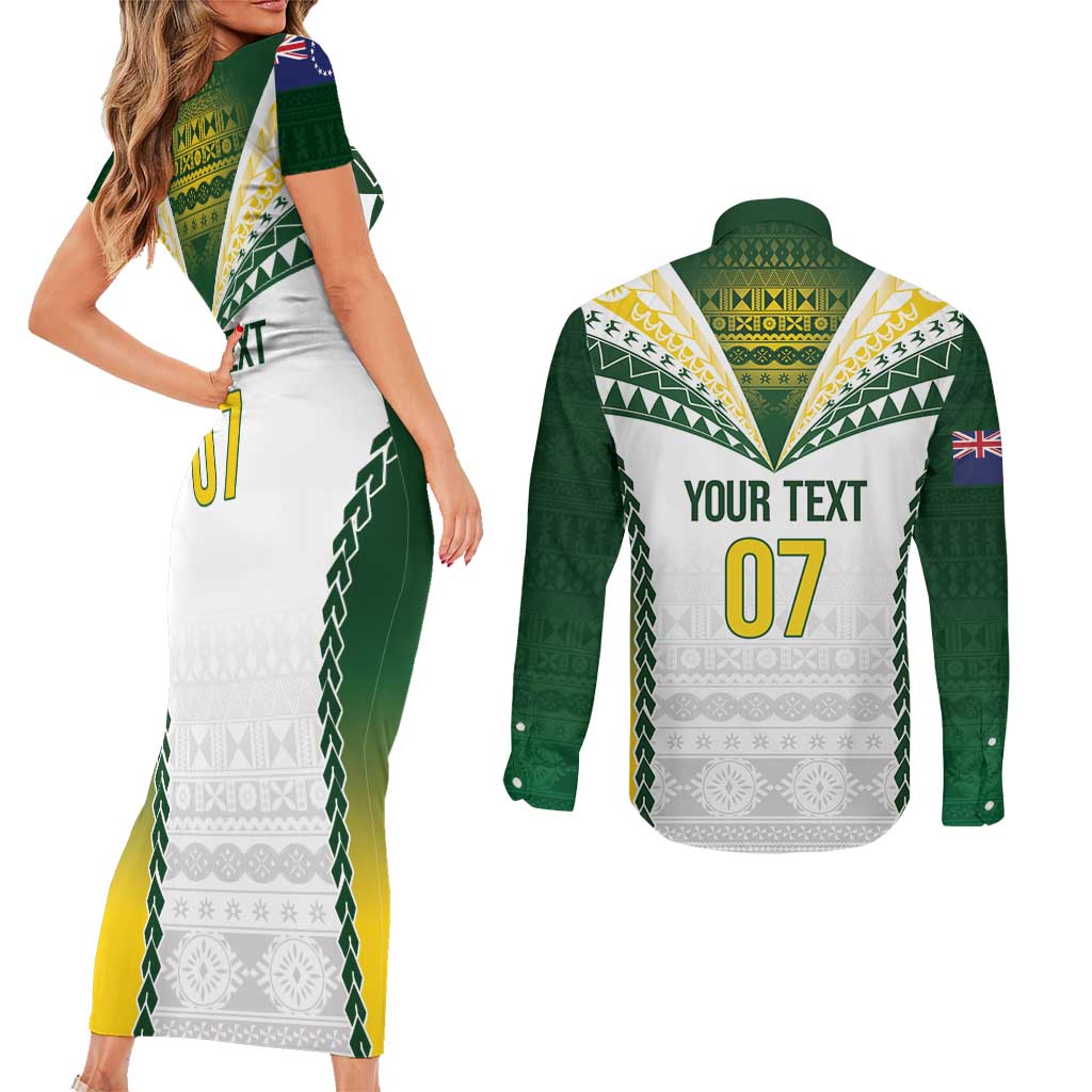 Cook Islands Rugby Custom Couples Matching Short Sleeve Bodycon Dress and Long Sleeve Button Shirt Kuki's Aitu Champions LT7 - Polynesian Pride