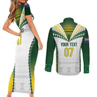 Cook Islands Rugby Custom Couples Matching Short Sleeve Bodycon Dress and Long Sleeve Button Shirt Kuki's Aitu Champions LT7 - Polynesian Pride