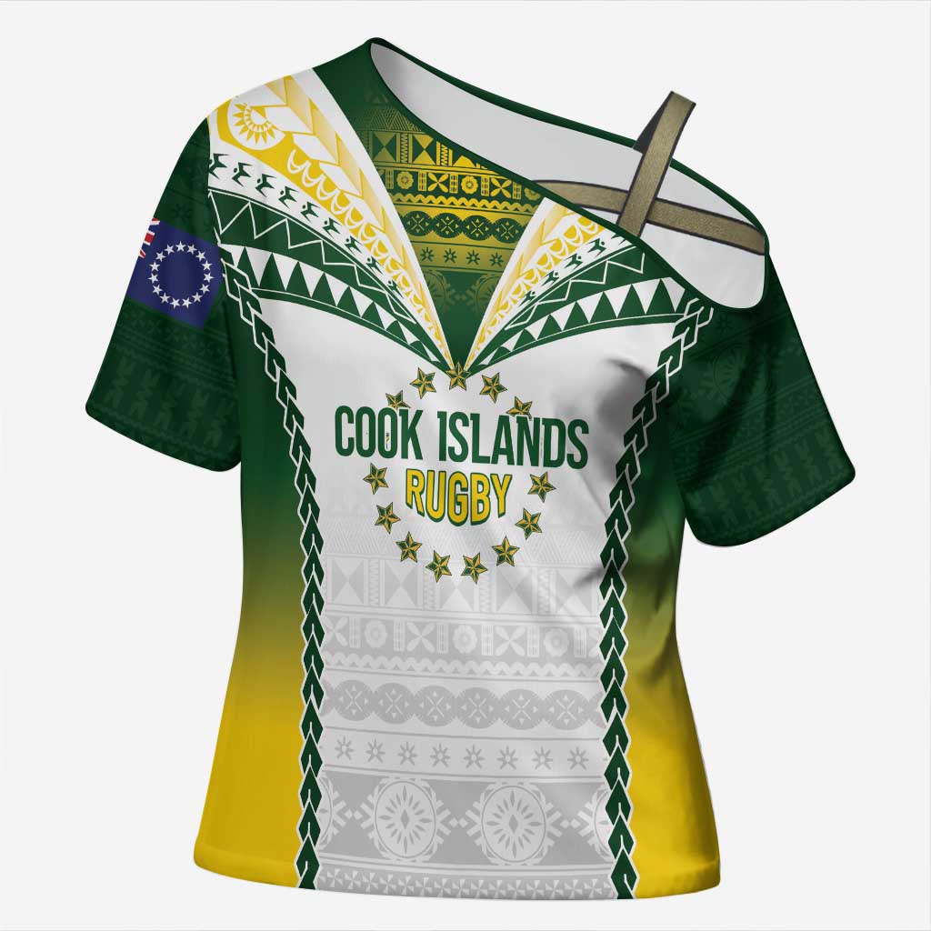 Cook Islands Rugby Custom Cross Shoulder Shirt Kuki's Aitu Champions - Polynesian Pride