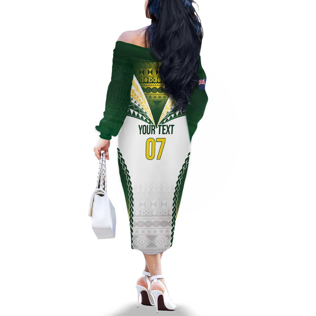 Cook Islands Rugby Custom Family Matching Off The Shoulder Long Sleeve Dress and Hawaiian Shirt Kuki's Aitu Champions - Polynesian Pride