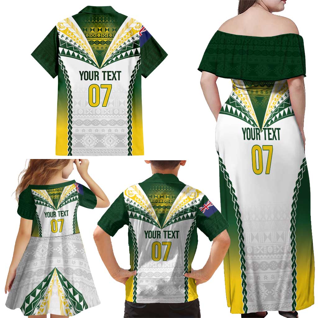 Cook Islands Rugby Custom Family Matching Off Shoulder Maxi Dress and Hawaiian Shirt Kuki's Aitu Champions - Polynesian Pride
