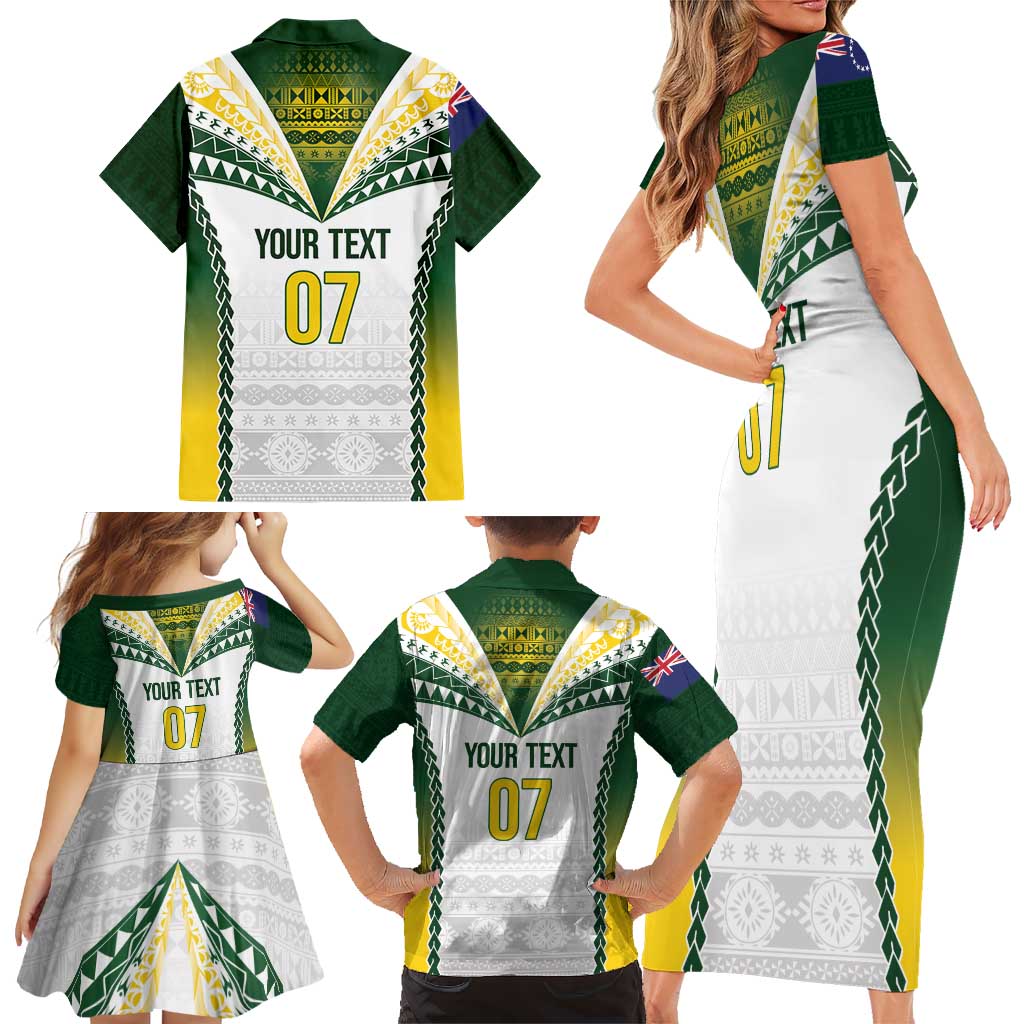 Cook Islands Rugby Custom Family Matching Short Sleeve Bodycon Dress and Hawaiian Shirt Kuki's Aitu Champions - Polynesian Pride
