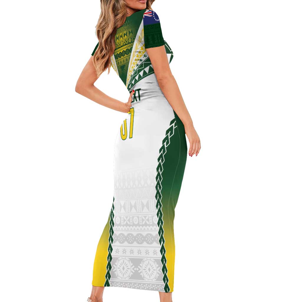 Cook Islands Rugby Custom Family Matching Short Sleeve Bodycon Dress and Hawaiian Shirt Kuki's Aitu Champions - Polynesian Pride