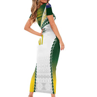 Cook Islands Rugby Custom Family Matching Short Sleeve Bodycon Dress and Hawaiian Shirt Kuki's Aitu Champions - Polynesian Pride