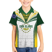 Cook Islands Rugby Custom Family Matching Short Sleeve Bodycon Dress and Hawaiian Shirt Kuki's Aitu Champions - Polynesian Pride
