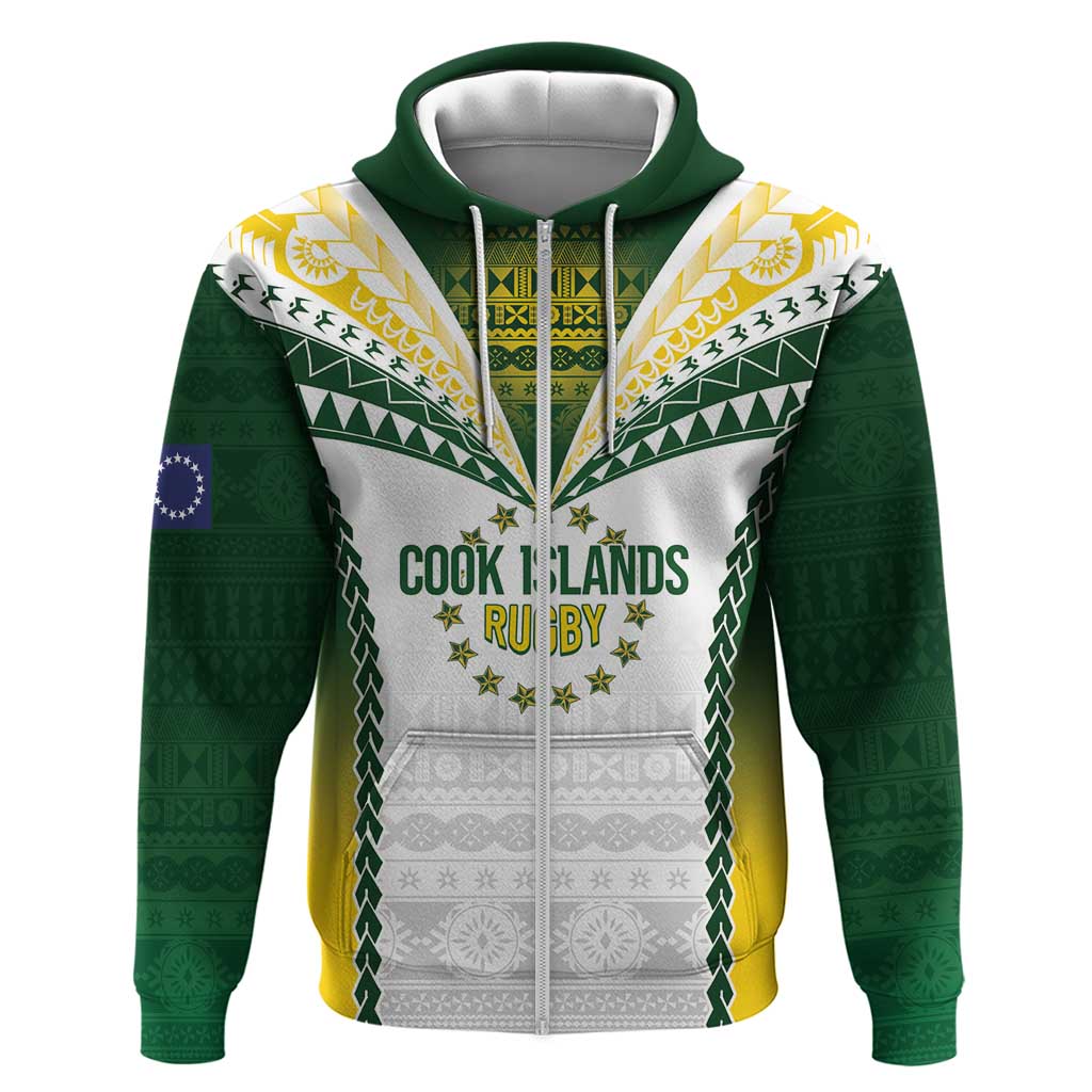 Cook Islands Rugby Custom Hoodie Kuki's Aitu Champions LT7 Zip Hoodie Colorful - Polynesian Pride