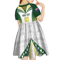 Cook Islands Rugby Custom Kid Short Sleeve Dress Kuki's Aitu Champions - Polynesian Pride