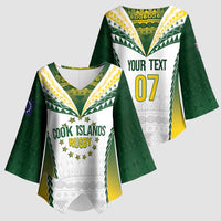 Cook Islands Rugby Custom Kimono Sleeve Blouse Kuki's Aitu Champions LT7 - Polynesian Pride