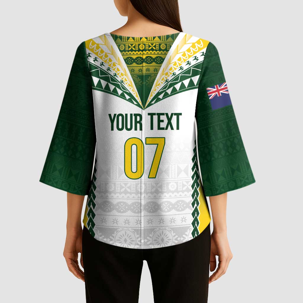 Cook Islands Rugby Custom Kimono Sleeve Blouse Kuki's Aitu Champions LT7 - Polynesian Pride