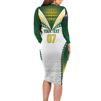Cook Islands Rugby Custom Long Sleeve Bodycon Dress Kuki's Aitu Champions - Polynesian Pride