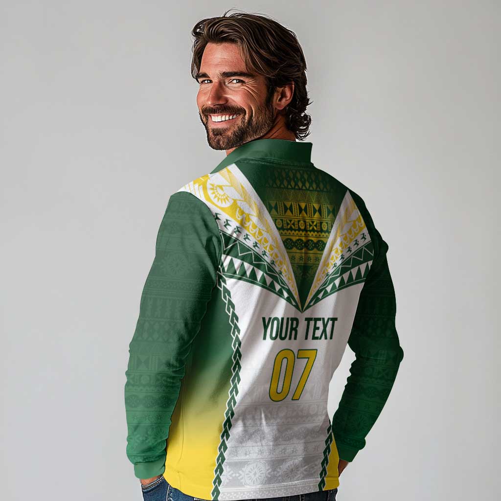 Cook Islands Rugby Custom Long Sleeve Polo Shirt Kuki's Aitu Champions - Polynesian Pride