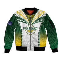 Cook Islands Rugby Custom Sleeve Zip Bomber Jacket Kuki's Aitu Champions LT7 Unisex Colorful - Polynesian Pride