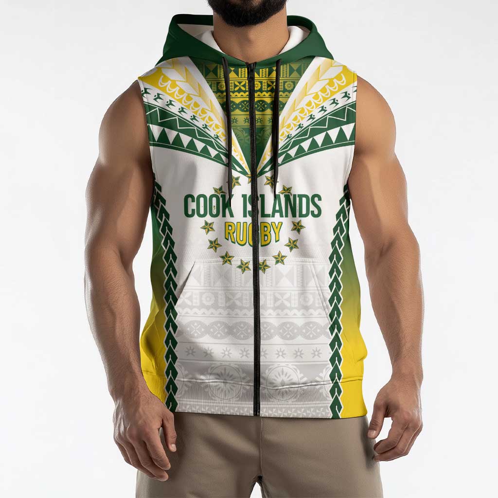Cook Islands Rugby Custom Sleeveless Zip Hoodie Kuki's Aitu Champions LT7 - Polynesian Pride