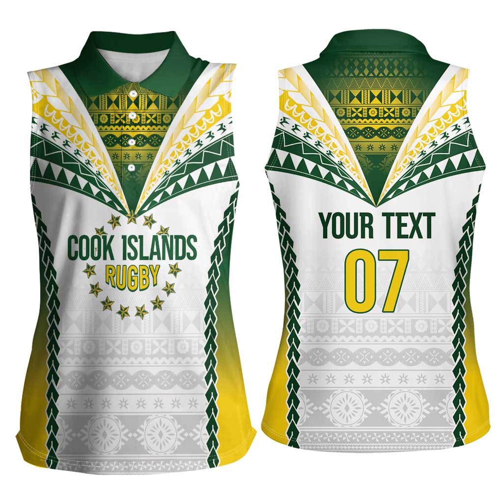 Cook Islands Rugby Custom Women Sleeveless Polo Shirt Kuki's Aitu Champions - Polynesian Pride