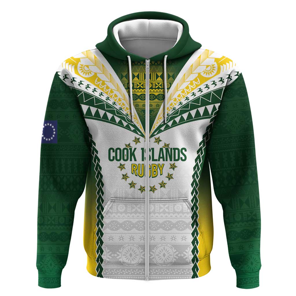 Cook Islands Rugby Custom Zip Hoodie Kuki's Aitu Champions LT7 Zip Hoodie Colorful - Polynesian Pride