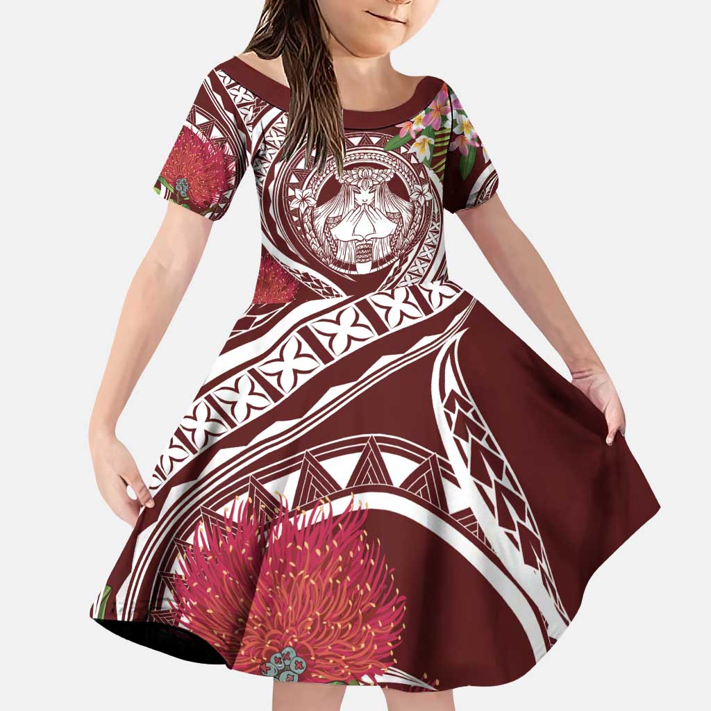 Aloha Hawaii Big Island Family Matching Puletasi and Hawaiian Shirt Ohia Lehua Wahine