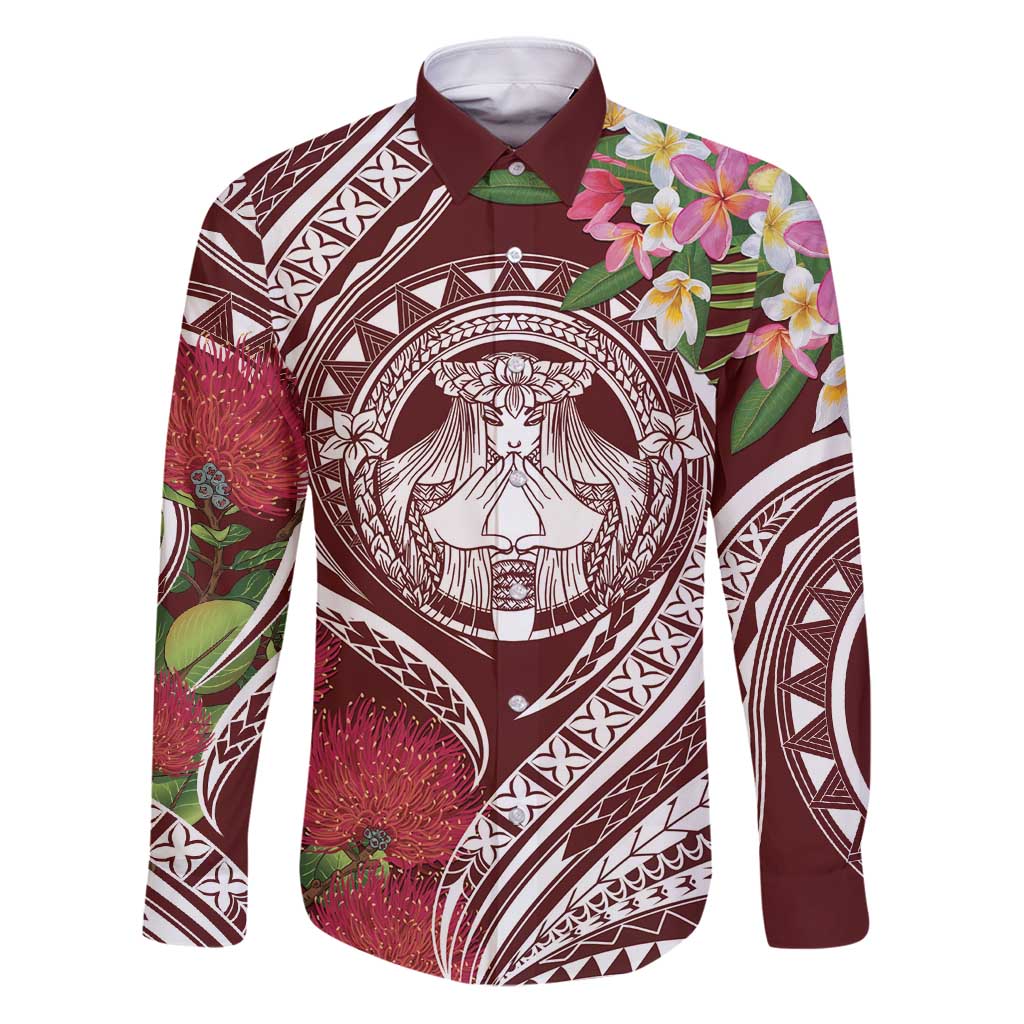 Aloha Hawaii Big Island Family Matching Puletasi and Hawaiian Shirt Ohia Lehua Wahine