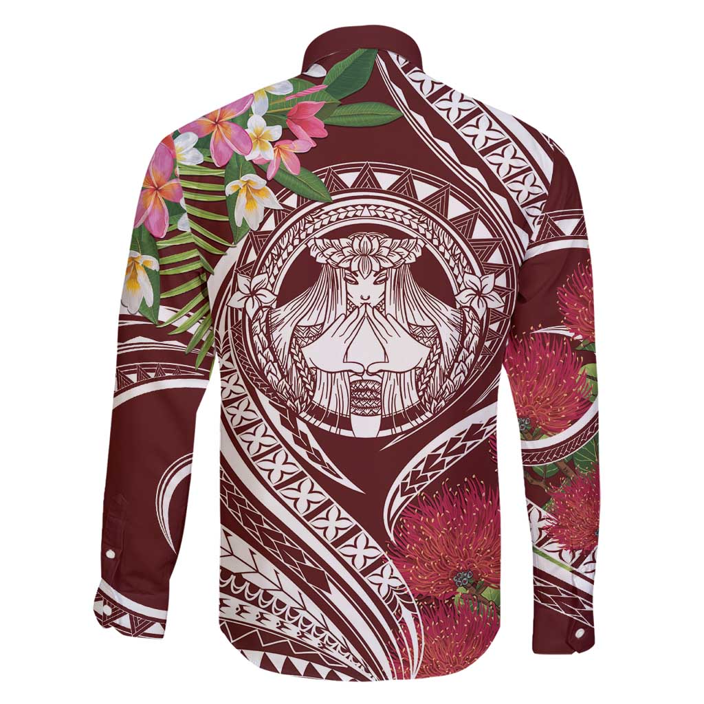 Aloha Hawaii Big Island Family Matching Puletasi and Hawaiian Shirt Ohia Lehua Wahine