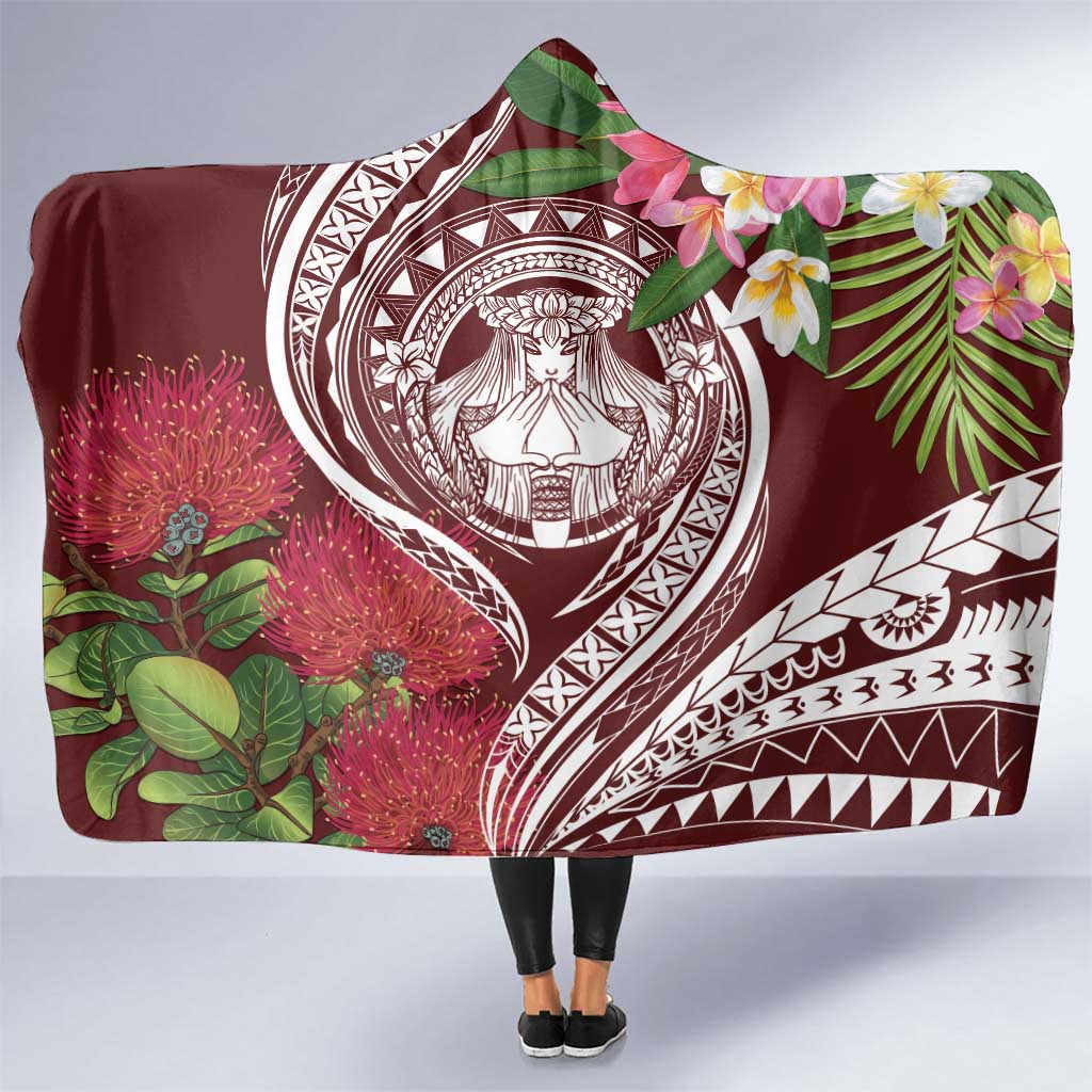 Aloha Hawaii Big Island Hooded Blanket Ohia Lehua Wahine