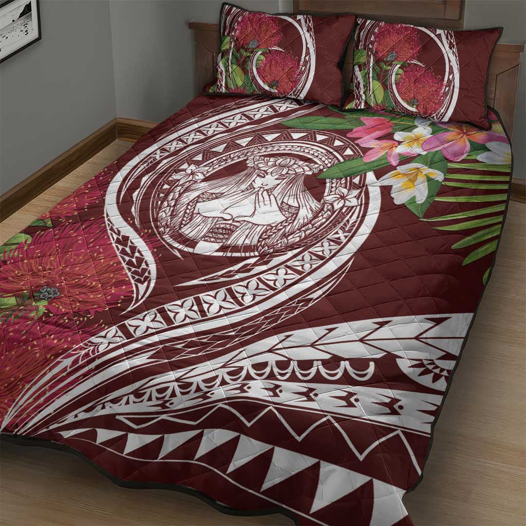 Aloha Hawaii Big Island Quilt Bed Set Ohia Lehua Wahine