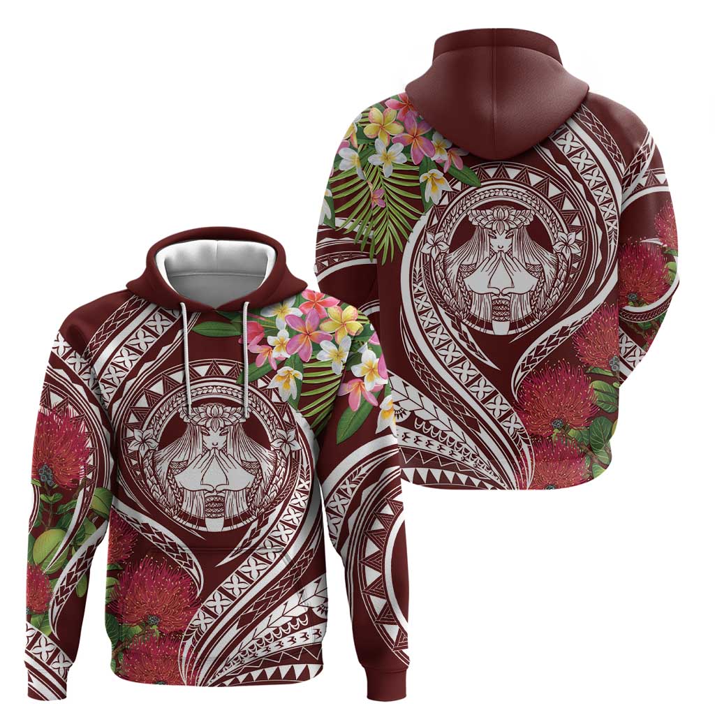 Aloha Hawaii Big Island Zip Hoodie Ohia Lehua Wahine LT7 - Polynesian Pride
