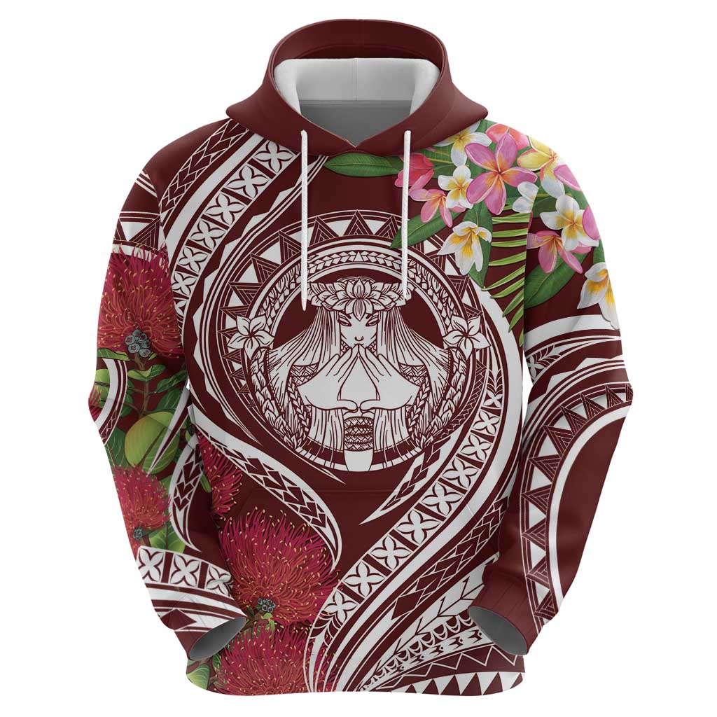 Aloha Hawaii Big Island Zip Hoodie Ohia Lehua Wahine LT7 - Polynesian Pride