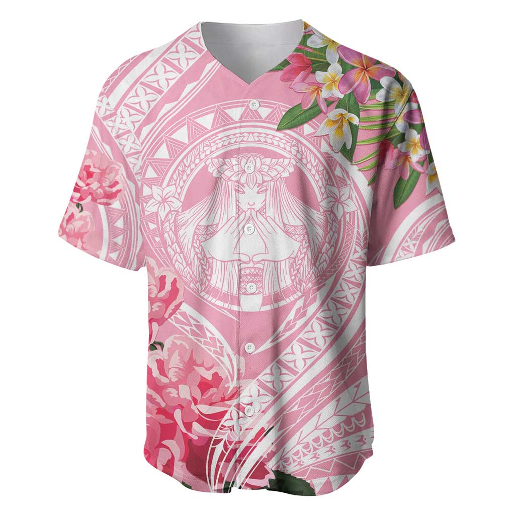 Aloha Hawaii Maui Baseball Jersey Goddess Lokelani Rose LT7 Pink - Polynesian Pride