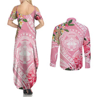 Aloha Hawaii Maui Couples Matching Summer Maxi Dress and Long Sleeve Button Shirt Goddess Lokelani Rose LT7 - Polynesian Pride